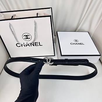 Chanel Black Silver Belt 2cm
