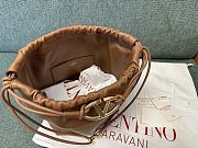 Valentino Vlogo Pouf Caramel Leather Small Bucket Bag 23x19x14cm - 3