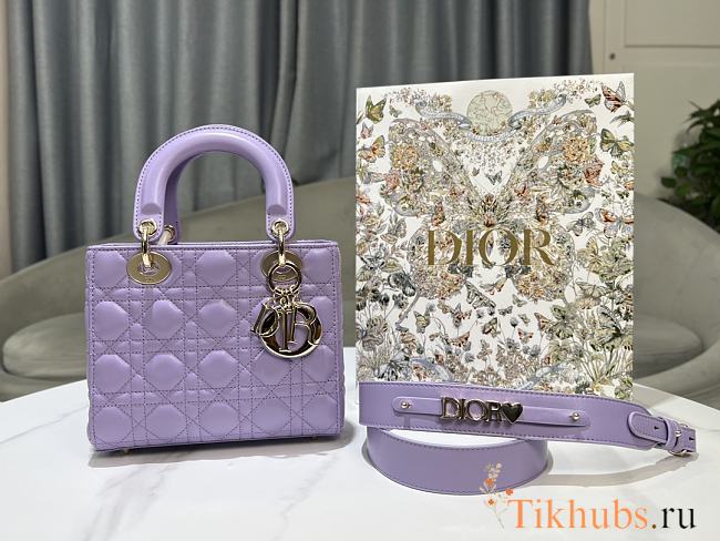 Dior Small Lady Bag Purple Gold 20cm - 1