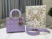 Dior Small Lady Bag Purple Gold 20cm - 1