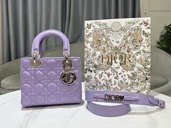 Dior Small Lady Bag Purple Gold 20cm
