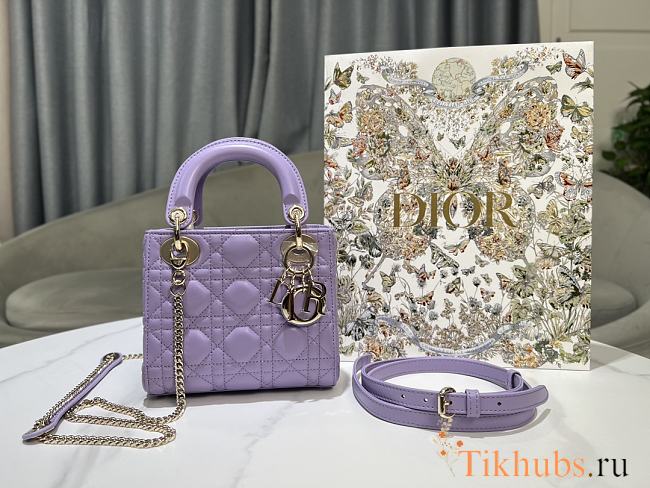 Dior Mini Lady Bag Purple Gold 17cm - 1