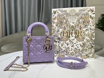 Dior Mini Lady Bag Purple Gold 17cm