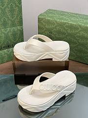 Gucci White Logo Rubber Platform Sandal - 3