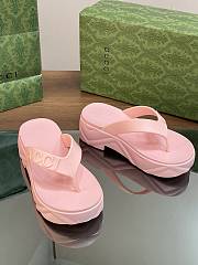 Gucci Pink Logo Rubber Platform Sandal - 1