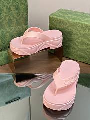 Gucci Pink Logo Rubber Platform Sandal - 3