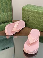 Gucci Pink Logo Rubber Platform Sandal - 2