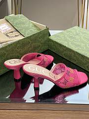 Gucci GG Embellished Mesh Mules Pink 8.5cm - 4