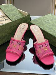 Gucci GG Embellished Mesh Mules Pink 8.5cm - 2