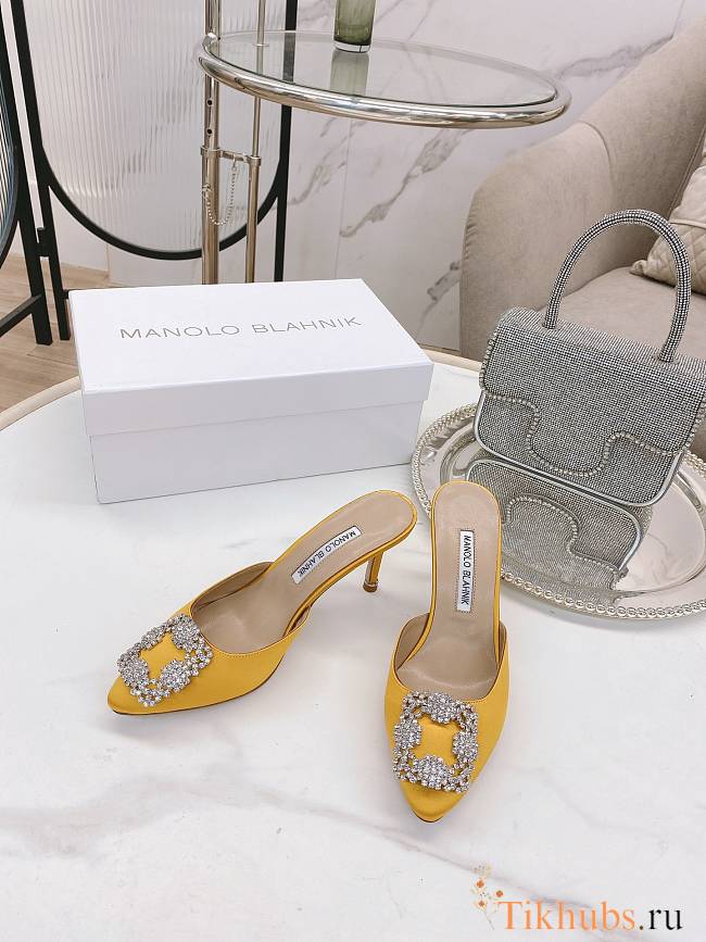 Manolo Blahnik Hangisimu Mules Yellow 7cm - 1