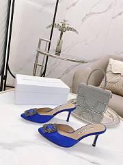 Manolo Blahnik Hangisimu Mules Blue 7cm - 4