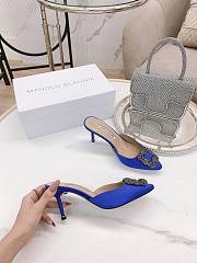 Manolo Blahnik Hangisimu Mules Blue 7cm - 3