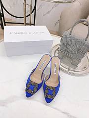 Manolo Blahnik Hangisimu Mules Blue 7cm - 2