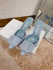 Manolo Blahnik Maysli Blue Suede Slingback Pumps 7cm - 2