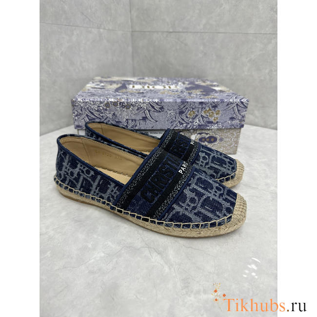 Dior Granville Espadrille Blue Embroidery Oblique Prints - 1