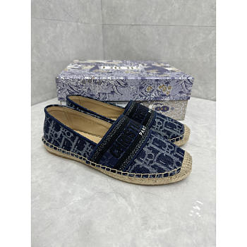 Dior Granville Espadrille Blue Embroidery Oblique Prints