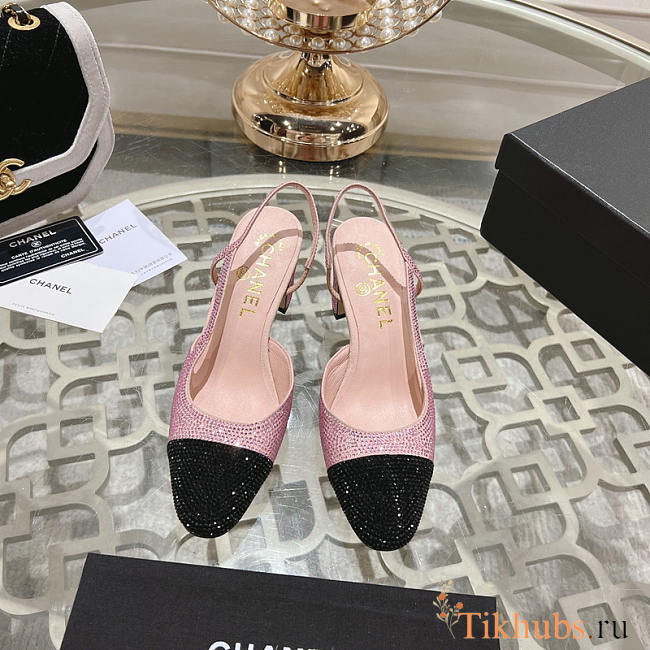 Chanel Slingbacks Pink & Black Heels 5cm - 1