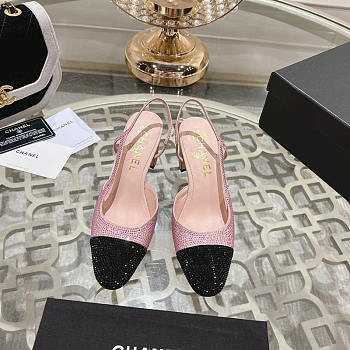 Chanel Slingbacks Pink & Black Heels 5cm