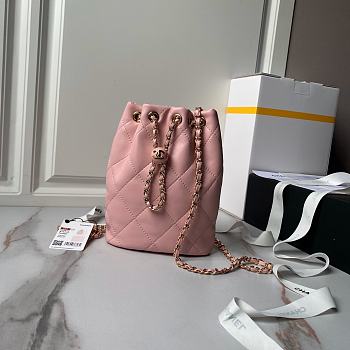 Chanel Backpack Gold Pink Lambskin 22x17x7.5cm