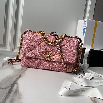 Chanel 19 Flap Bag Pink Tweed 26cm