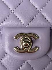 Chanel Flap Top Handle Bag Purple Gold 20x12x6cm - 2