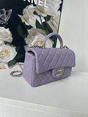 Chanel Flap Top Handle Bag Purple Gold 20x12x6cm - 3