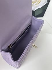 Chanel Flap Top Handle Bag Purple Gold 20x12x6cm - 5