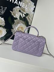 Chanel Flap Top Handle Bag Purple Gold 20x12x6cm - 6