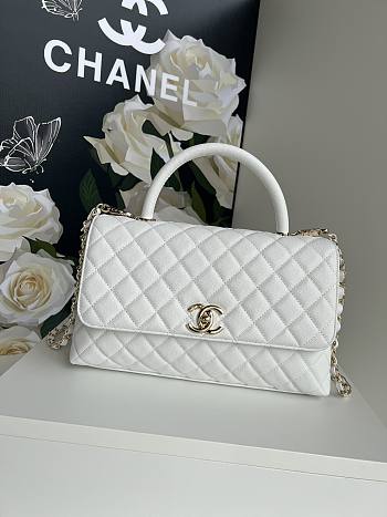 Chanel Coco Handle Flap Bag White Caviar 29cm