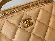 Chanel Vanity Case Top Handle Beige Lambskin Gold 17cm - 3