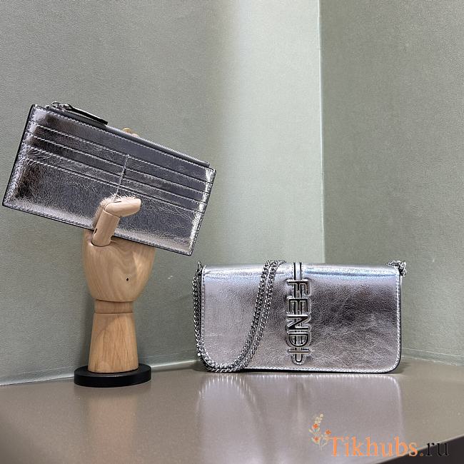Fendi Fendigraphy Wallet On Chain Silver 21.5x14.5x11cm - 1