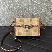 Valentino Small Rockstud Shoulder Bag Raffia 22.5x15.5x6cm - 1