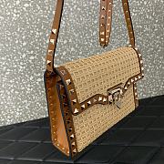 Valentino Small Rockstud Shoulder Bag Raffia 22.5x15.5x6cm - 6