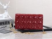 Dior Lady Pouch Patent Red Bag 21.5 x 11.5 x 3 cm - 1