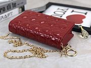 Dior Lady Pouch Patent Red Bag 21.5 x 11.5 x 3 cm - 4