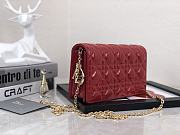 Dior Lady Pouch Patent Red Bag 21.5 x 11.5 x 3 cm - 3