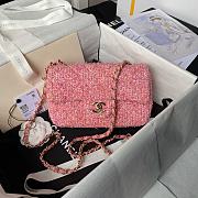 Chanel Small Flap Bag Tweed Pink 20cm - 1