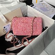 Chanel Small Flap Bag Tweed Pink 20cm - 5