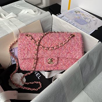 Chanel Medium Flap Bag Tweed Pink 25cm