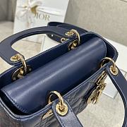 Dior Small Lady Bag Navy Blue Gold 20cm - 5