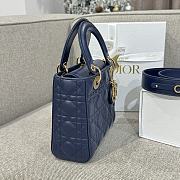 Dior Small Lady Bag Navy Blue Gold 20cm - 4