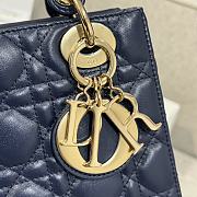 Dior Small Lady Bag Navy Blue Gold 20cm - 3