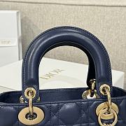 Dior Small Lady Bag Navy Blue Gold 20cm - 2