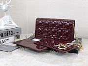 Dior Lady Pouch Patent Red Wine Bag 21.5 x 11.5 x 3 cm - 3