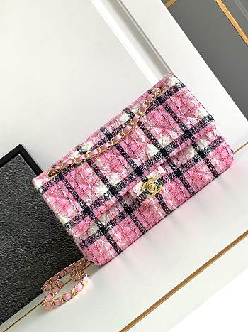 Chanel Medium Flap Bag Pink White 25cm