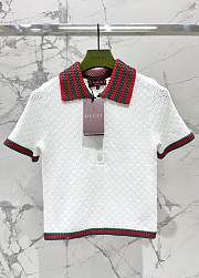 Gucci Web Stripe Cotton-blend Lace Polo Shirt - 1