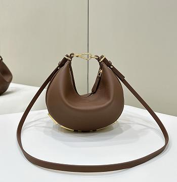 Fendi Fendigraphy Mini Brown Leather Bag 20x13x7.5cm