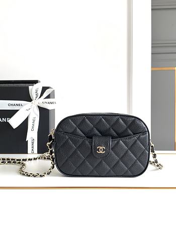 Chanel Matelasse Camera Shoulder Bag Caviar Black 24cm