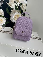 Chanel Backpack Mini Purple Caviar Gold 18x13x9cm - 1