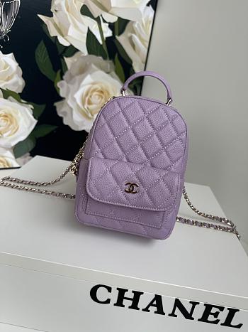 Chanel Backpack Mini Purple Caviar Gold 18x13x9cm